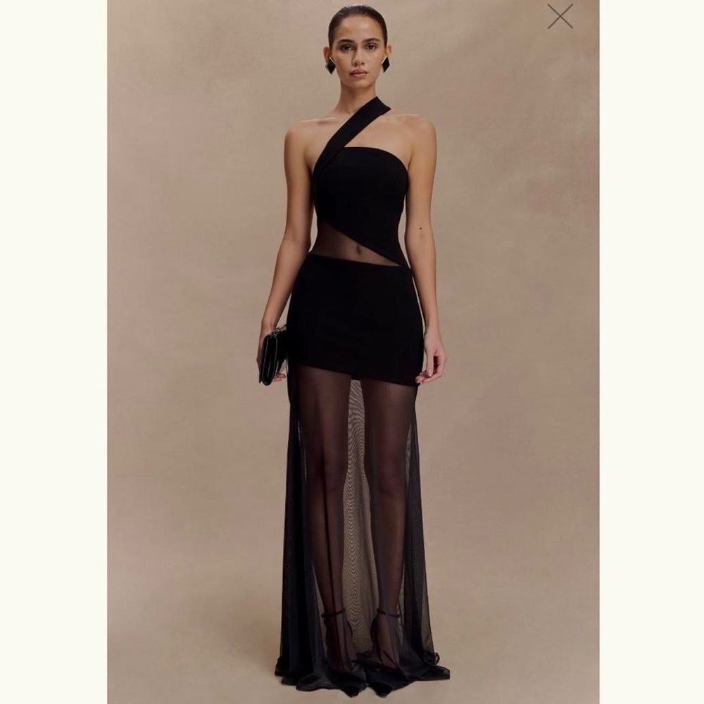 Meshki Vashti Black One-Shoulder Maxi Dress